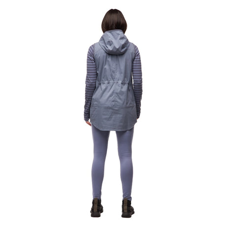 Back on-model view of women's grey/blue Indyeva Cangur tunic