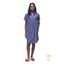 Front on-model view of Indyeva Frivol dress in Evening Sky colour