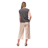 Back on-model view of Indyeva Goma Sleeveless Top in Thyme colour