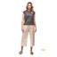Front on-model view of Indyeva Goma Sleeveless Top in Thyme colour
