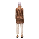 Back on-model view of women's bronze Indyeva Kapa insulated vest