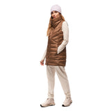 Side on-model view of women's bronze Indyeva Kapa insulated vest