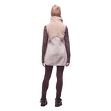 Back on-model view of women's Indyeva Mezcla II sleeveless tunic in 'ponce' (sand) colour
