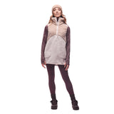 Front on-model view of women's Indyeva Mezcla II sleeveless tunic in 'ponce' (sand) colour