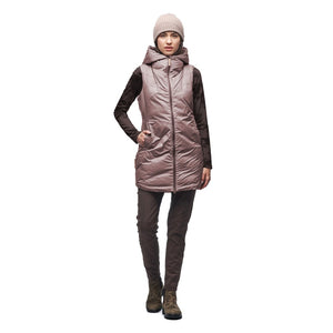 Front on-model view of Indyeva Selimut full zip down vest in wisteria colour