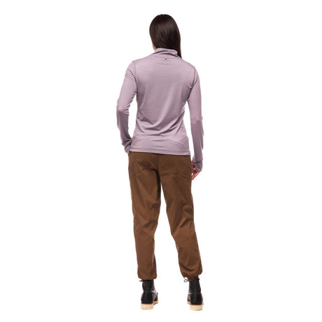 Back view of woman wearing purple Indyeva Strike III long sleeve shirt