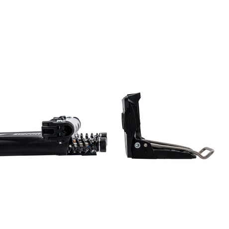 Side view of an InWild MEIDJO 3 SR telemark ski binding in walk mode