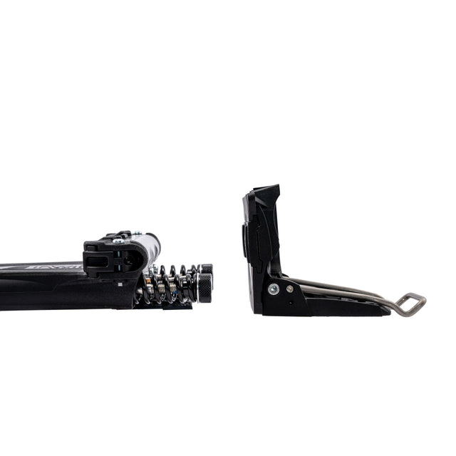 Side view of an InWild MEIDJO 3 SR telemark ski binding in walk mode
