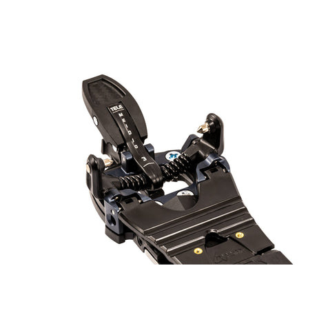 Toe piece detail of an InWild MEIDJO 3 SR telemark ski binding