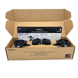Parts of an InWild SIMPLL telemark ski binding in packaging