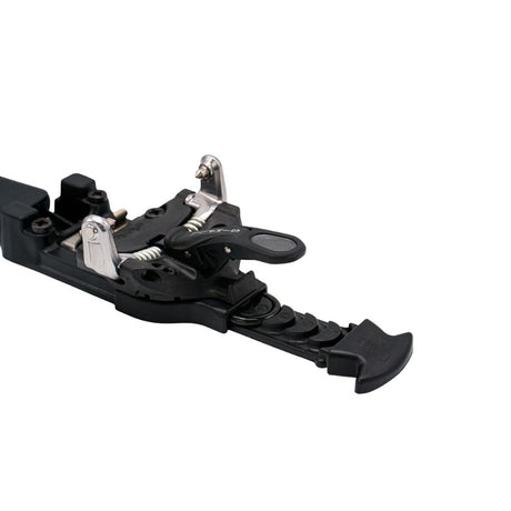 Toe piece detail of an InWild SIMPLL telemark ski binding