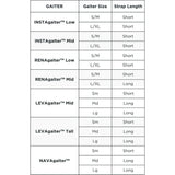 Kahtoola gaiter strap length size chart