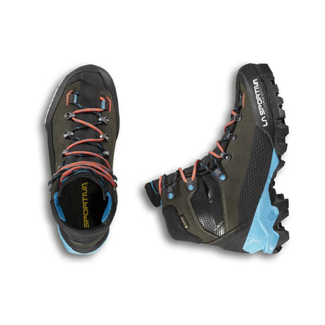 Pair of women's black/blue La Sportiva Aequilibrium LT GTX hiking boots