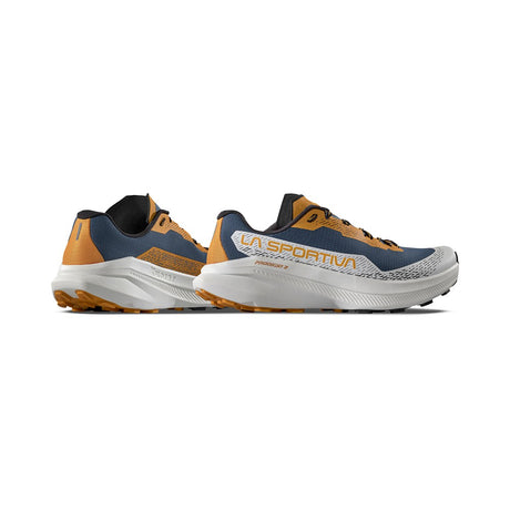 Pair of men's rust/blue La Sportiva Prodigio 2 running shoes