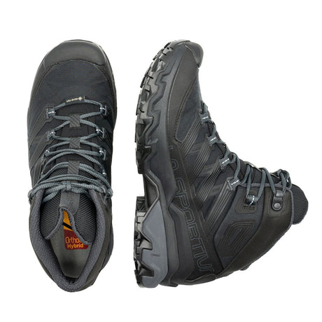 Top & side view of men's black La Sportiva Ultra Raptor 3 hiking boots