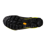 Sole of men's La Sportiva Aequilibrium LT GTX hiking boot in carbon/lime colour