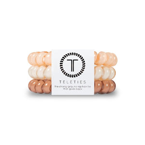 3-pack view of Teleties hair ties in for the love of nudes colour