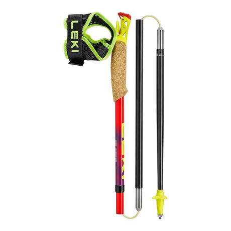 Folded view of red/violet Leki Ultratrail FX One running pole