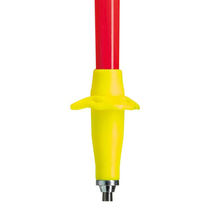 Tip detail of red/yellow Leki Ultratrail FX.One trail running pole