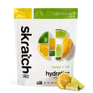 Resealable bag of lemon + lemon skratch labs hydration sport drink mix