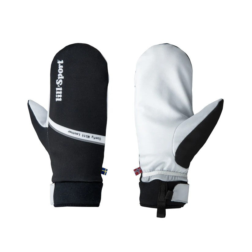 Pair of black/white Lill-sport comfy leather mitts