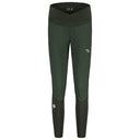 Front view of women's maloja ArayaM. softshell pants in deep forest colour