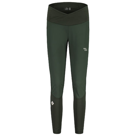 Front view of women's maloja ArayaM. softshell pants in deep forest colour