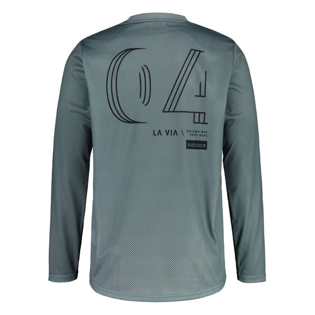 Back view of men's maloja enduro shirt in sage colour
