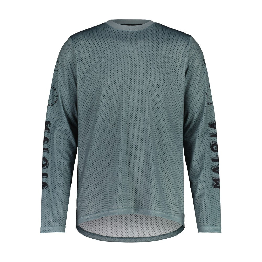 Front view of men's maloja enduro shirt in sage colour