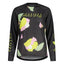 Front view of women's maloja FurculaM. bike long sleeve shirt in 'black grid flower' colour
