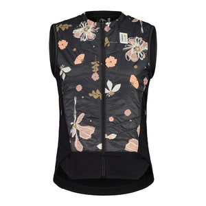 Front view of maloja KekesM. hybrid vest in black flora print