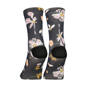 maloja MeraM. sports socks in black flora pattern