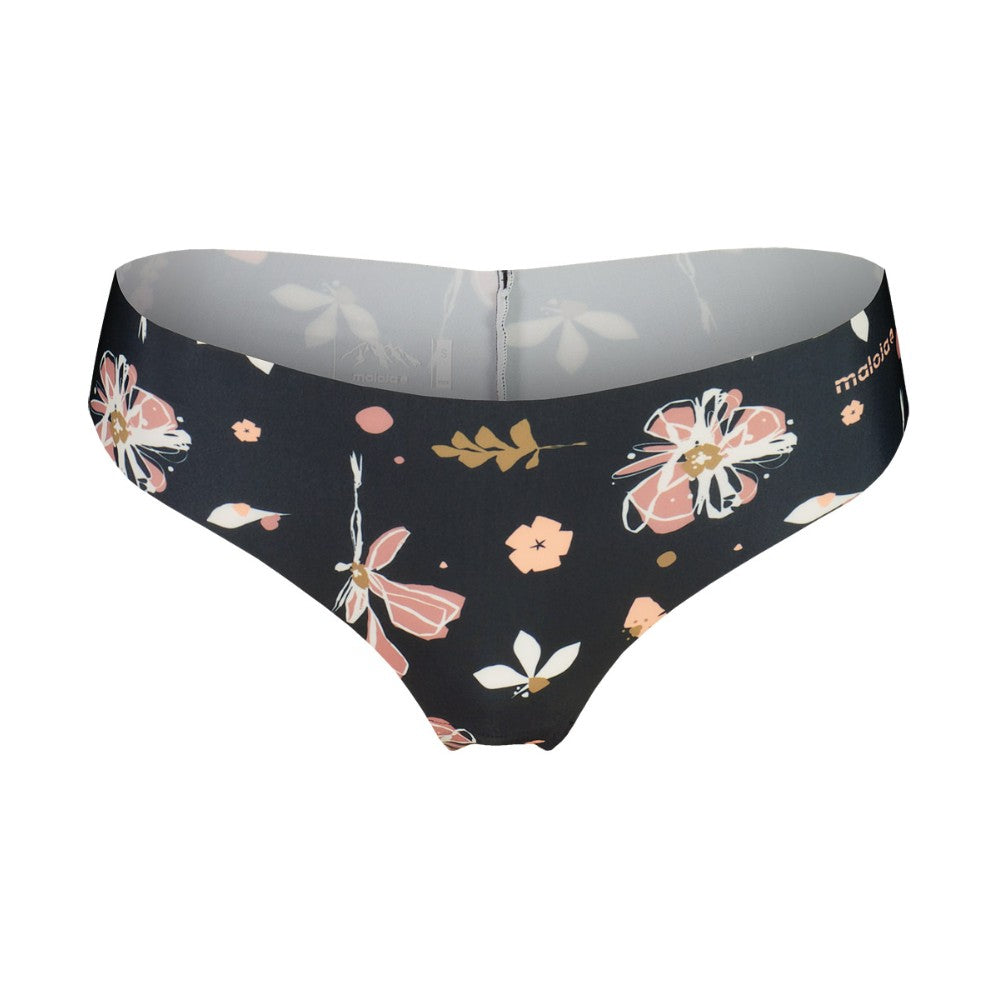 Front view of women's maloja MoselM. sport briefs in deep black flora colour