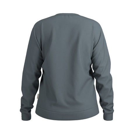 Back view of women's grey/blue maloja cotton longsleeve
