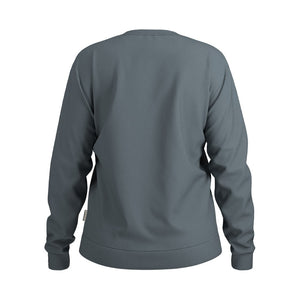 Back view of women's grey/blue maloja cotton longsleeve