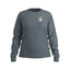 Front view of women's grey/blue maloja cotton longsleeve