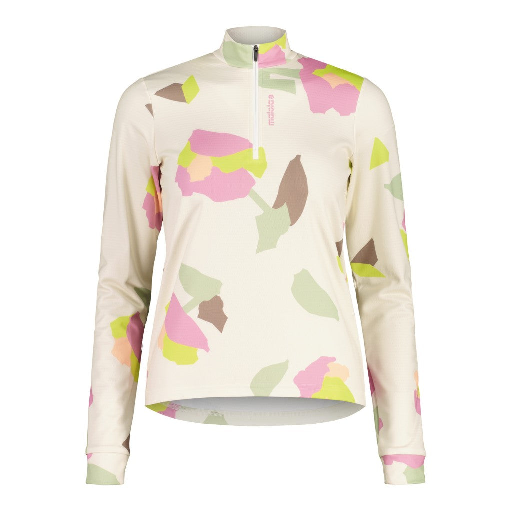 Front view of women's white/floral maloja SawangM. long sleeve