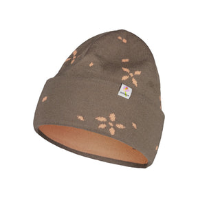 Maloja brown TiserM. beanie with peach floral pattern