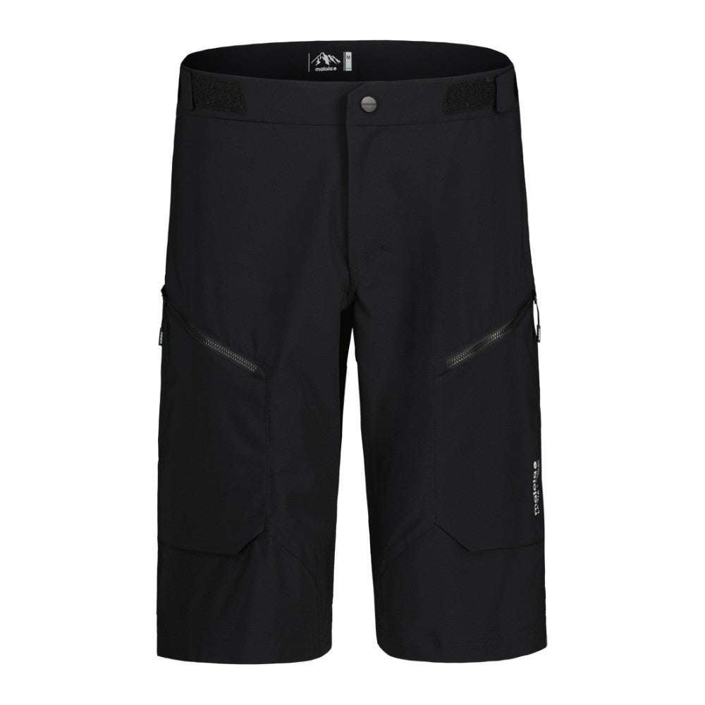 Front view of men's maloja TorreM. enduro shorts in black
