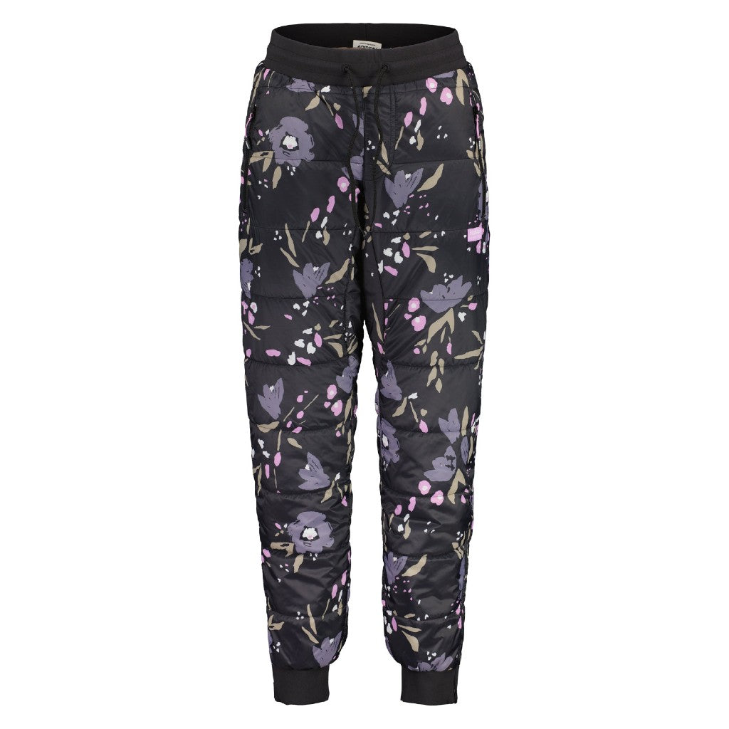 Front view of black/floral maloja ViturinU. insulated pants