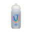 Maloja clear water bottle with a colorful smiley face design and white cap