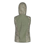 Back view of maloja ZinkenM. technical vest in frosty green minifleur pattern