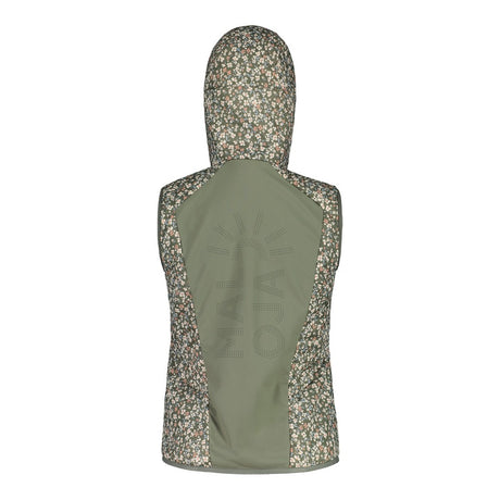 Back view of maloja ZinkenM. technical vest in frosty green minifleur pattern