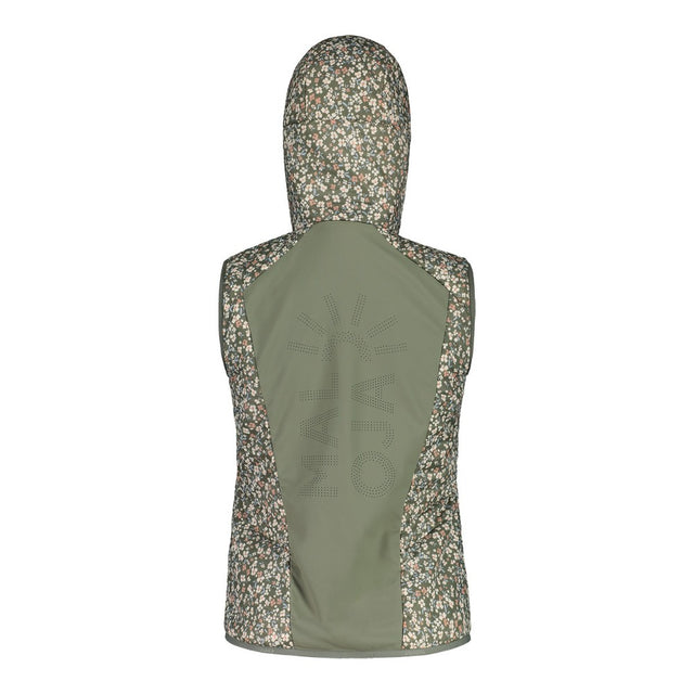 Back view of maloja ZinkenM. technical vest in frosty green minifleur pattern