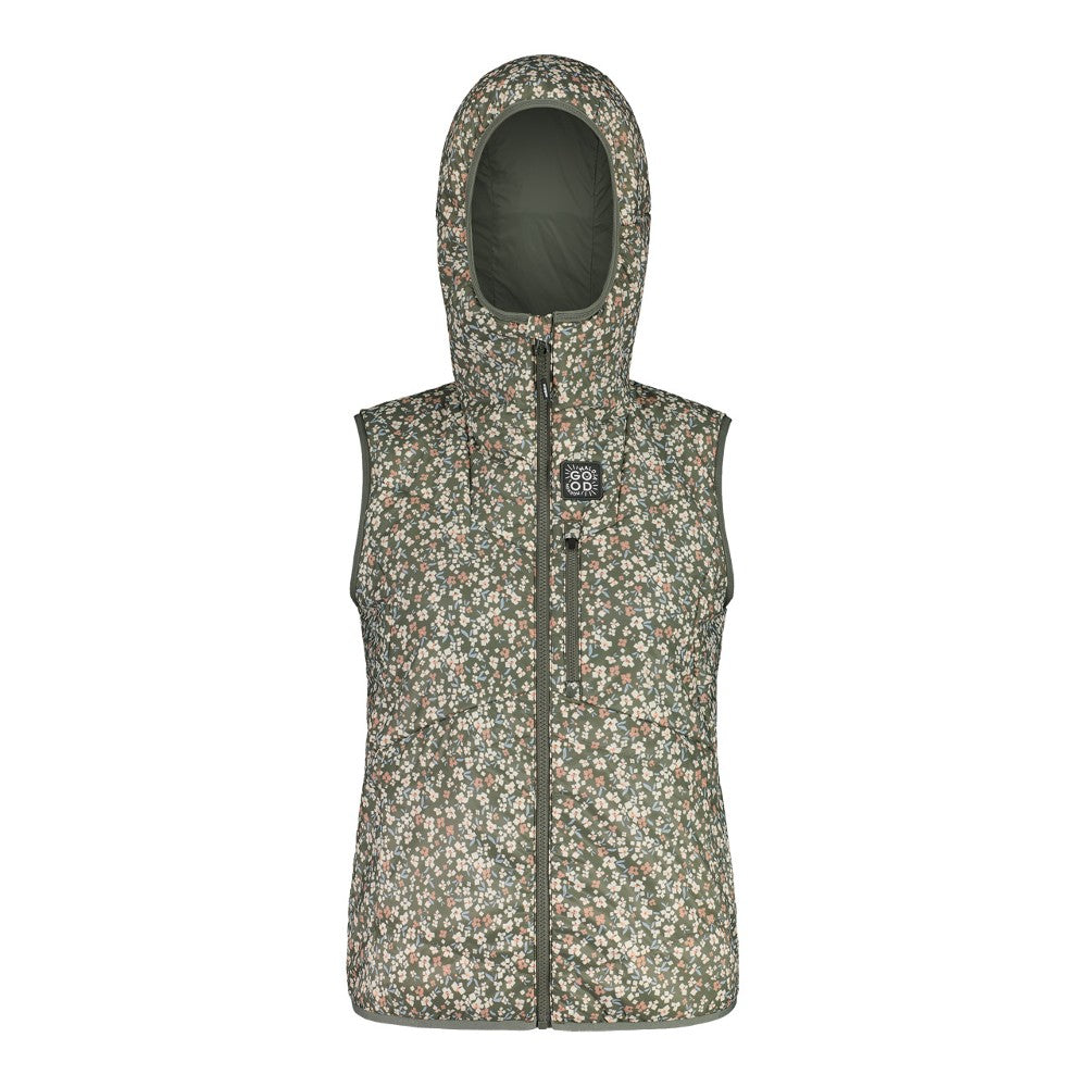 Front view of maloja ZinkenM. technical vest in frosty green minifleur pattern