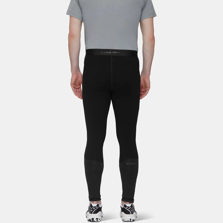 Back on-model view of men's black Mammut Aconcagua warm tights