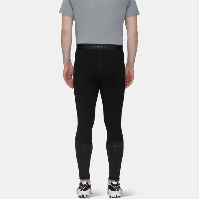Back on-model view of men's black Mammut Aconcagua warm tights