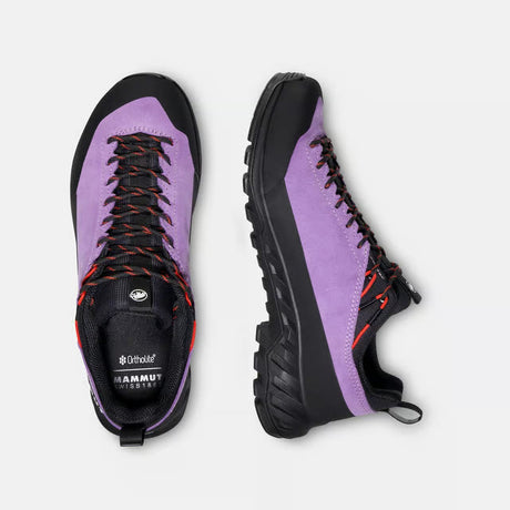 Top & side view of women's purple Mammut Alnasca approach shoes