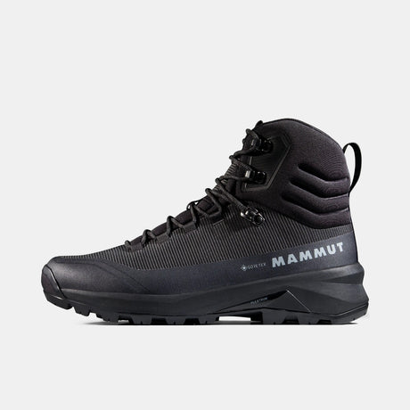 Side view of men's black Mammut Ducan III High GORE-TEX hiking boot