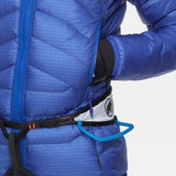 Pocket detail of women's blue Mammut Eiger Nordwand down jacket